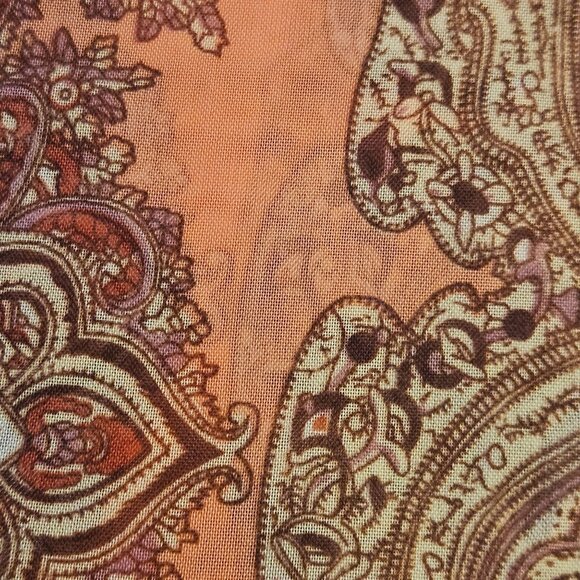 Sheer Paisley Scarf Pearl Buttons Cottage Core Elegance Boho Chic Pattern core - Picture 6 of 11